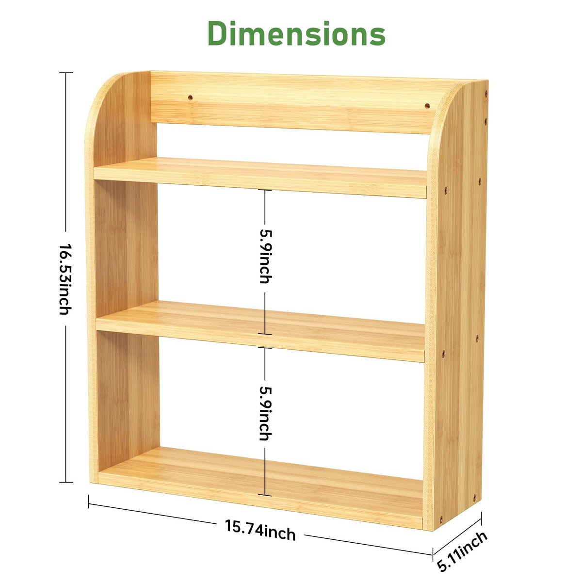 ROMGUAR CRAFT spice jar organizer shelves with natural bamboo finish for stylish storage.