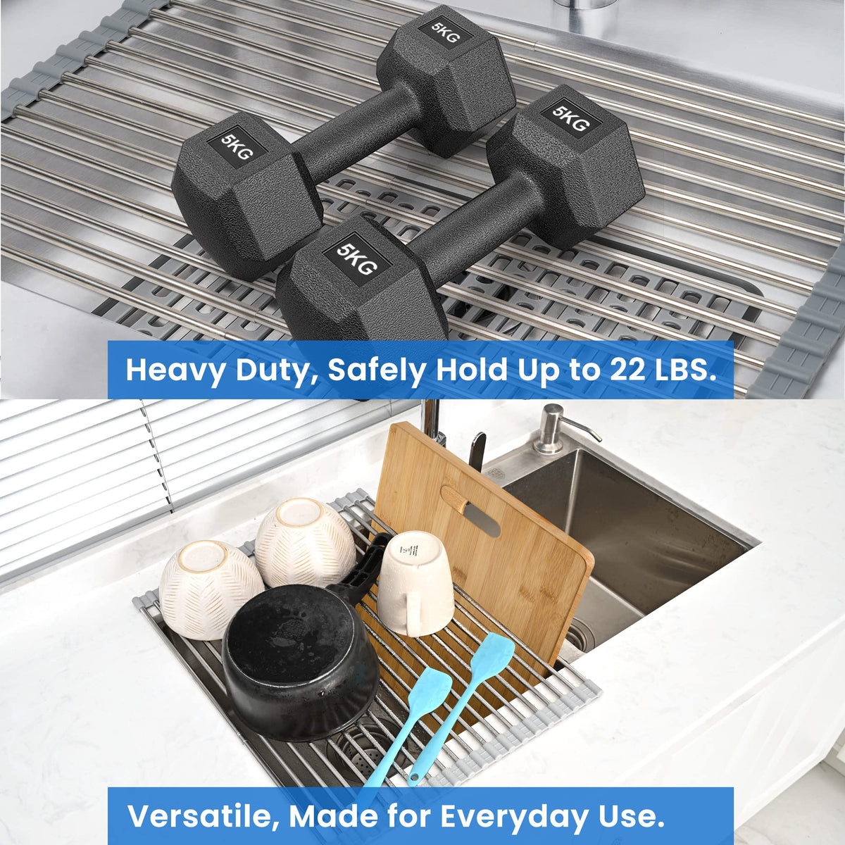 Romise BPA-free silicone-wrap rack safe for fruits and vegetables.