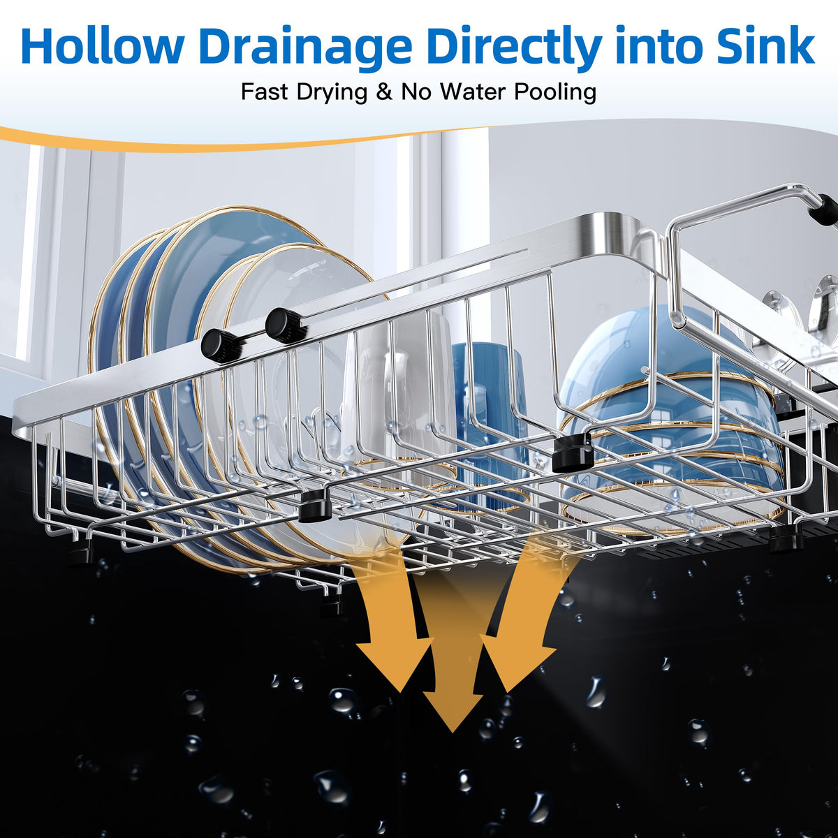 romision hollow-out drain directs water into the sink