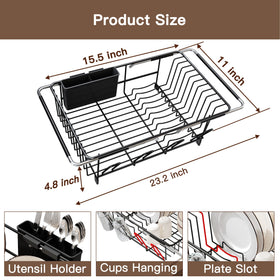 Romision in-sink rack with hollow drainage directs water into the sink for quick drying.