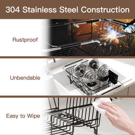 Romision non-slip rubber sleeve keeps the rack stable on sink rims.
