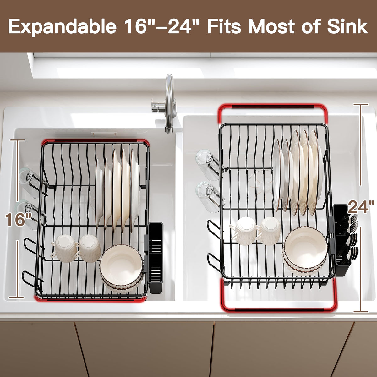 Romision two independent sliding rods enable a customizable fit for various sinks.