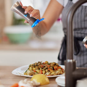 Romooa easy-refill shakers with removable lids simplify seasoning on the go.