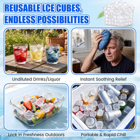 Romooa freezer storage setup with reusable ice cubes.