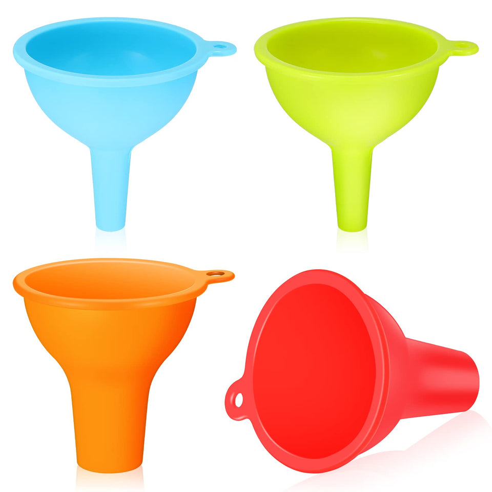 Romooa silicone funnels four-piece wide-mouth set for versatile pouring into jars and cans