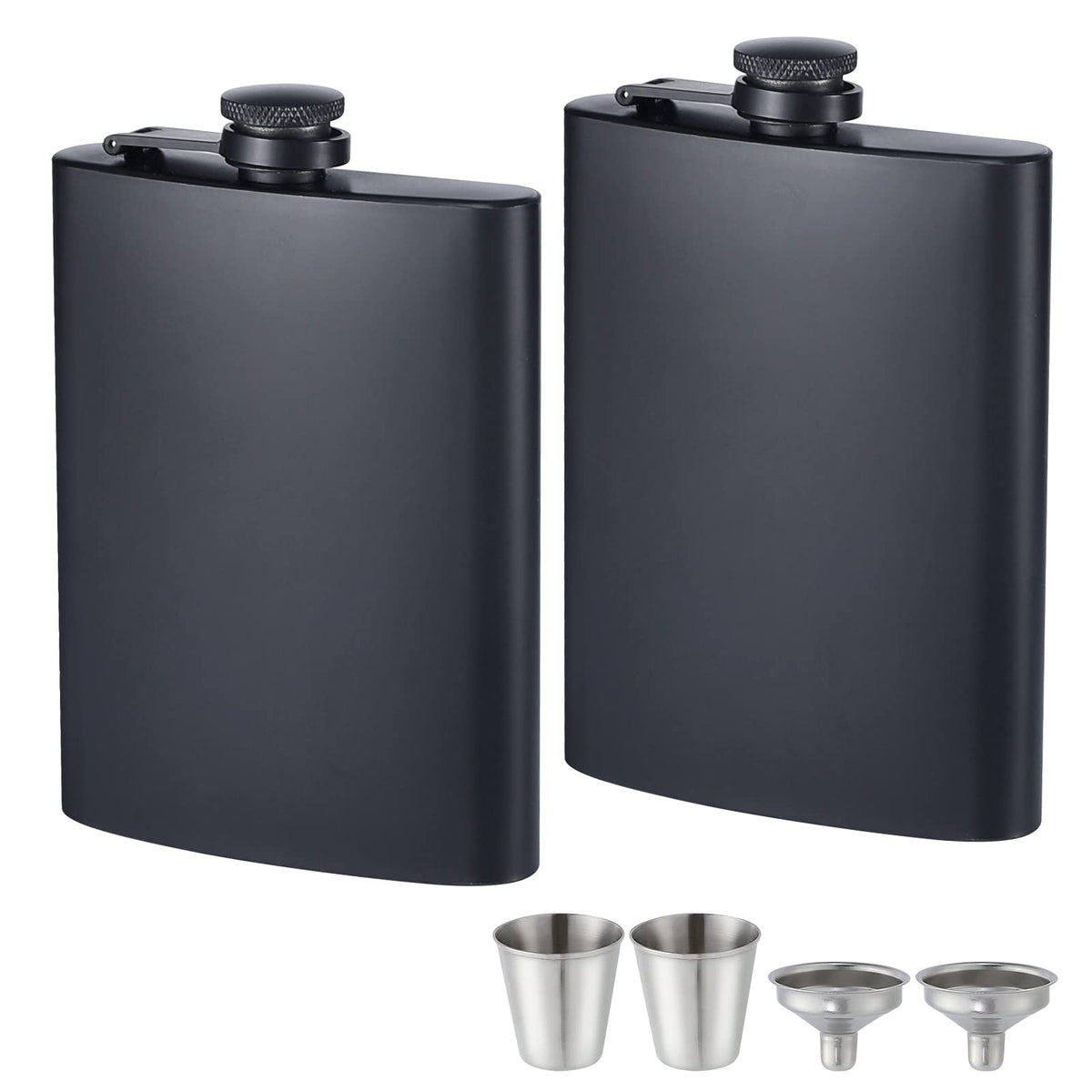 ROMROC 2-pack hip flask with 8oz capacity for easy travel and discreet sipping.