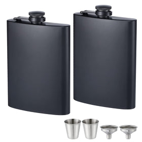 ROMROC 2-pack hip flask with 8oz capacity for easy travel and discreet sipping.