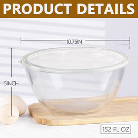 Ronanemon 10-inch glass mixing bowl ideal for colorful salads and batch prep.