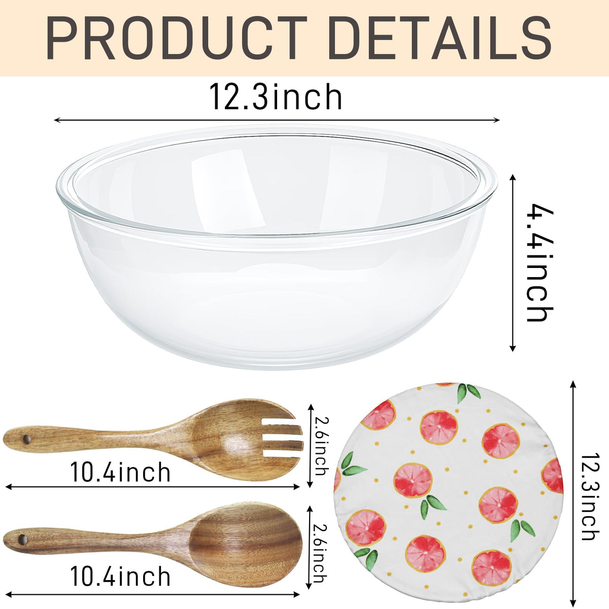Ronanemon clear glass salad bowl shows colors and keeps contents fresh.