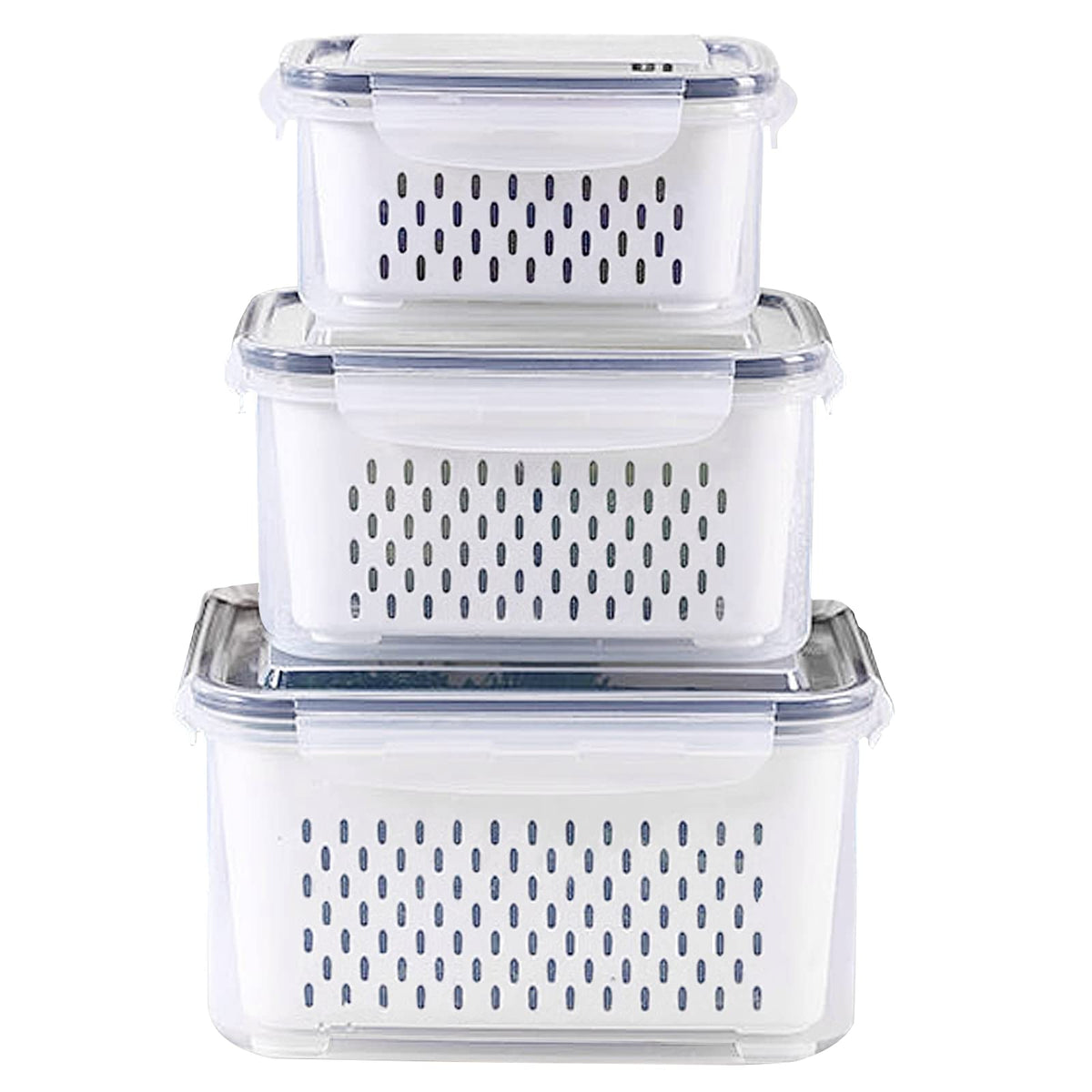 Ronanemon 3pack fridge container set with clear bodies for easy visibility and versatile storage
