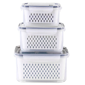Ronanemon 3pack fridge container set with clear bodies for easy visibility and versatile storage