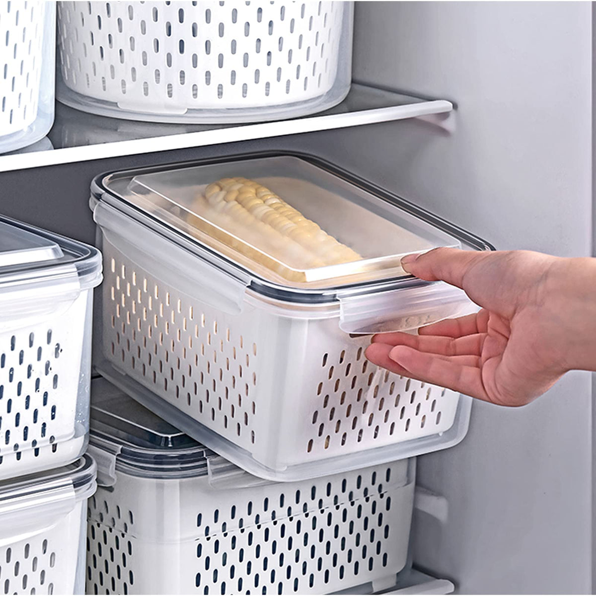 Ronanemon 4-pack fridge storage 3150ml container ideal for greens.