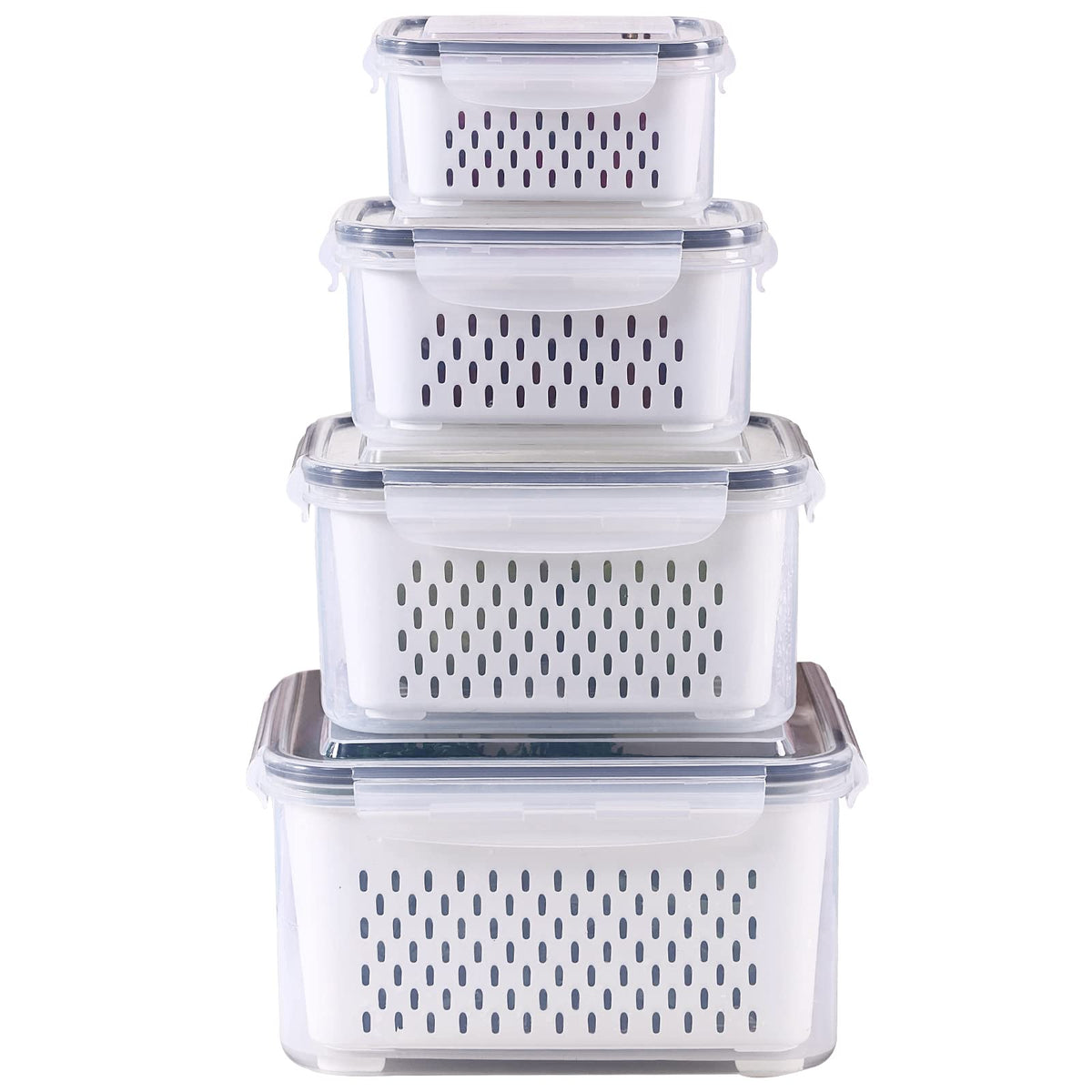 Ronanemon 4-pack fridge storage 800ml container keeps produce organized.