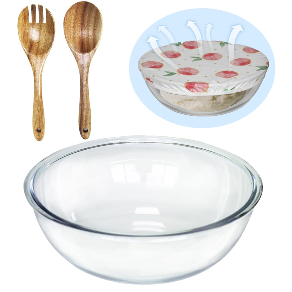 Ronanemon 6.5QT glass bowl with lid for sourdough monitoring and even rise.