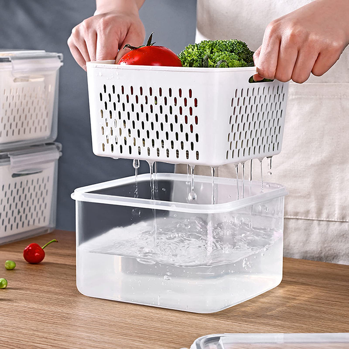 Ronanemon BPA-free clear plastic produce keeper with visible contents and odor resistance