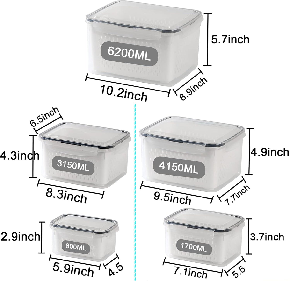 Ronanemon 1700ml container showcasing stackable fridge storage
