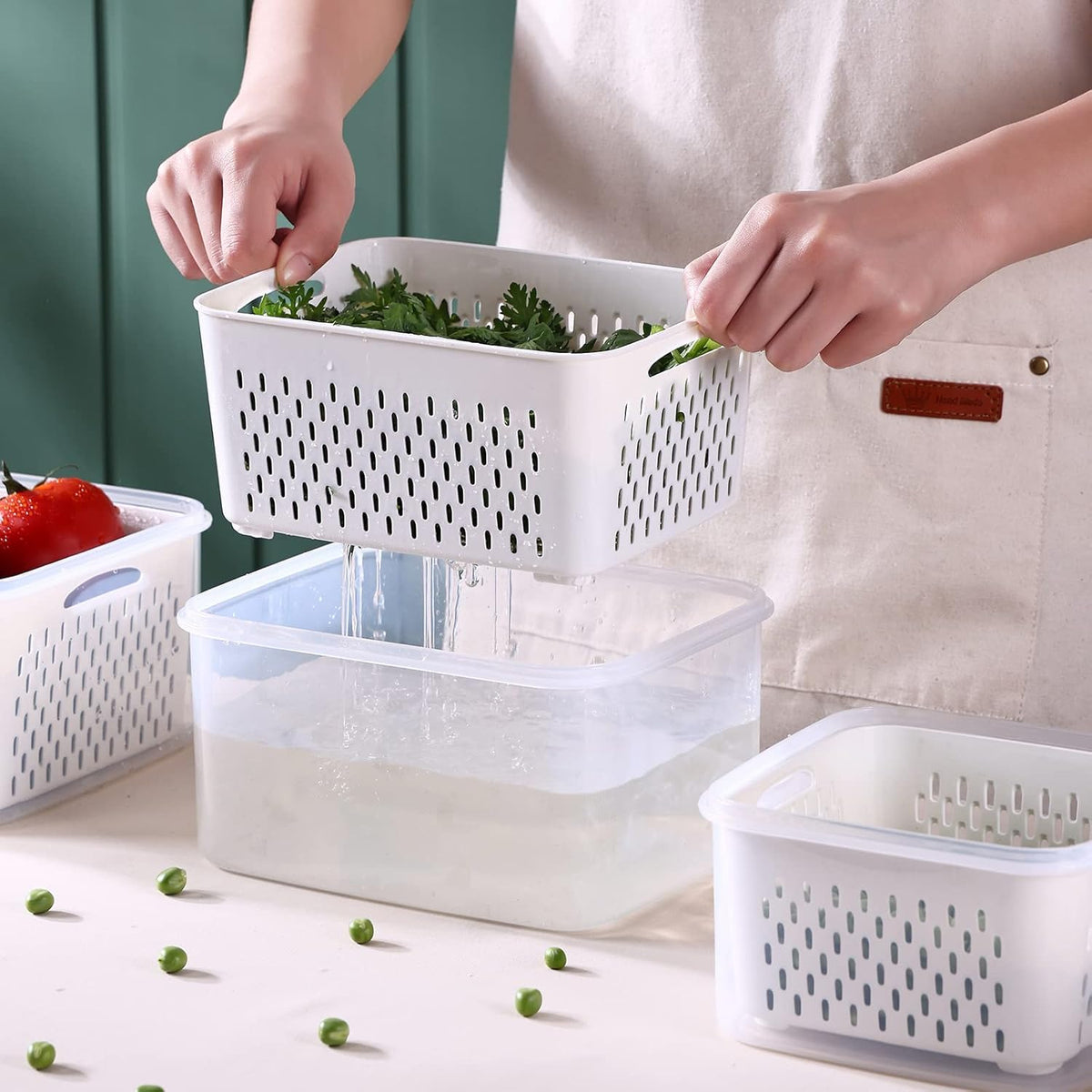 Ronanemon 3150ml container with basket keeps berries organized