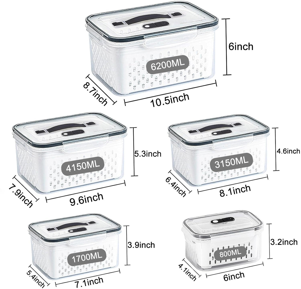 Ronanemon 6200ml container stores large portions of meat or produce.