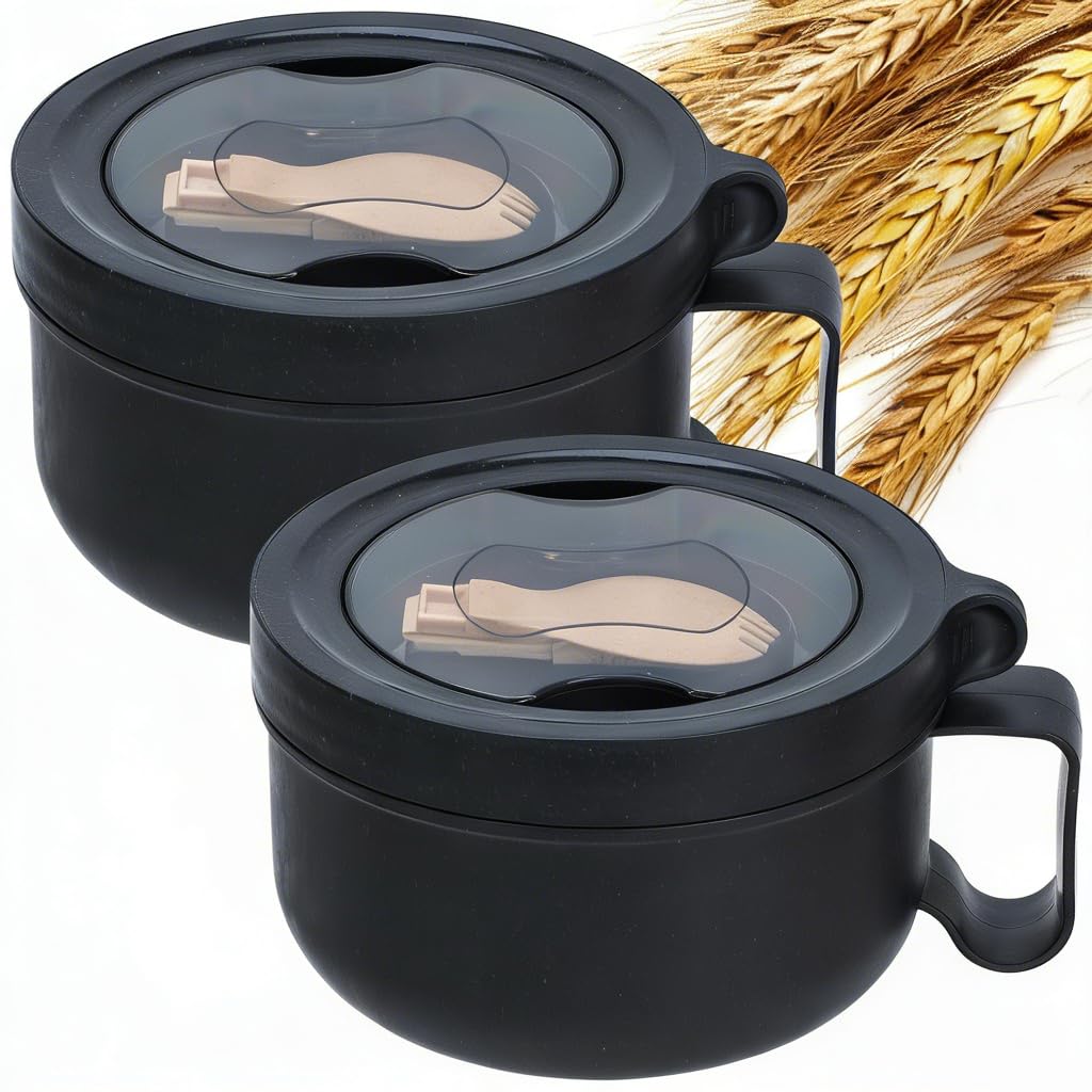 Ronanemon soup bowl with handles and lid for spill-free serving