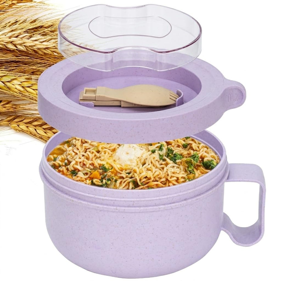 Ronanemon unbreakable microwave soup mug with lid, durable daily-use companion for soups and noodles.