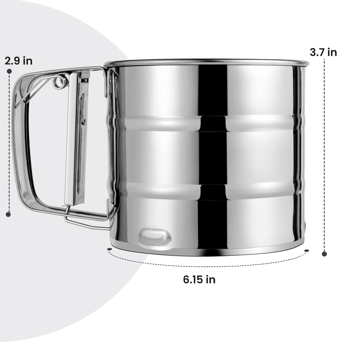 Rondauno crank sifter enables one-hand operation for quick sifts.