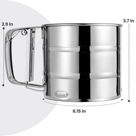 Rondauno crank sifter enables one-hand operation for quick sifts.