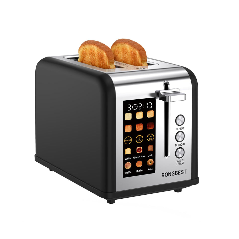 RONGBEST 2-slice touchscreen toaster front panel with intuitive controls for precise browning