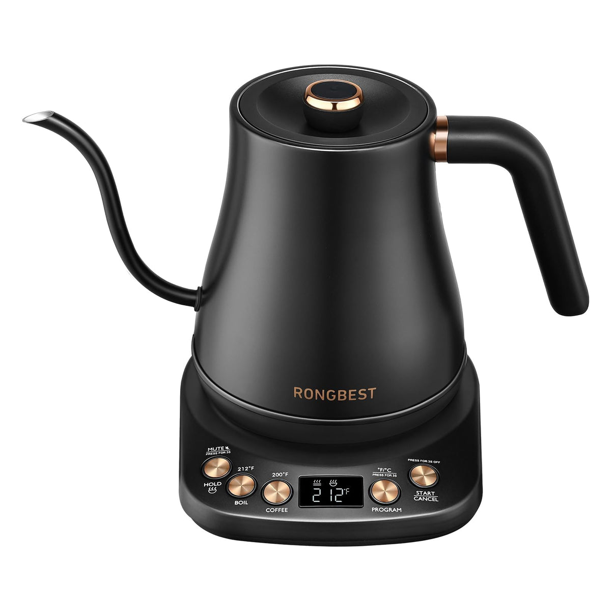 RONGBEST electric gooseneck kettle 1L for precise pour-over coffee.