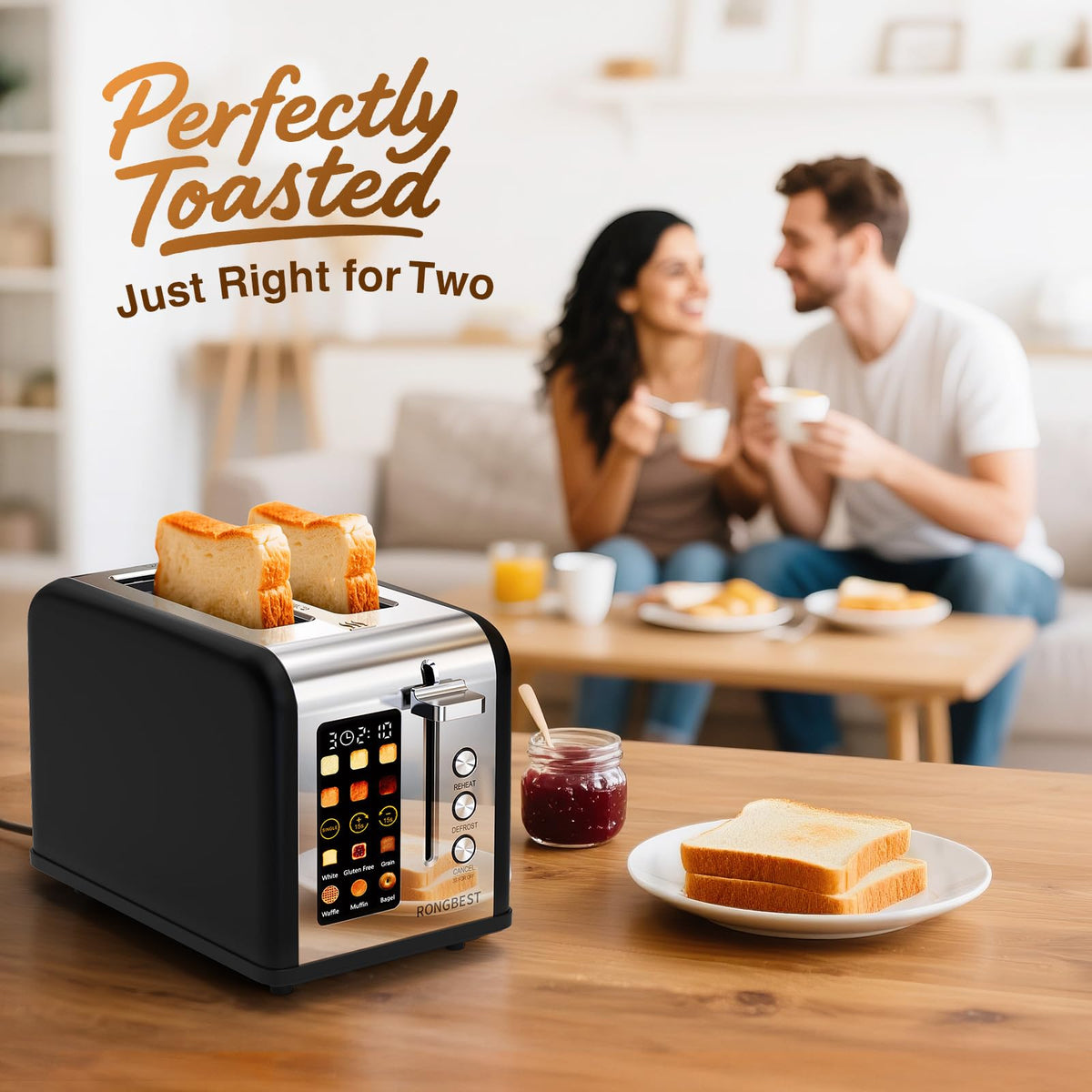 RONGBEST removable crumb tray for quick cleanup after toasting