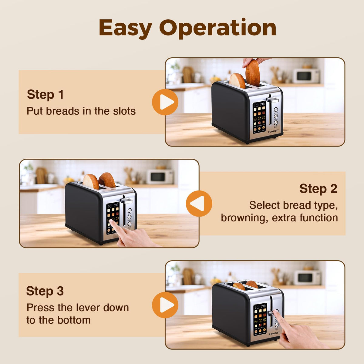 RONGBEST stainless steel body offers durable, easy-clean kitchen appeal