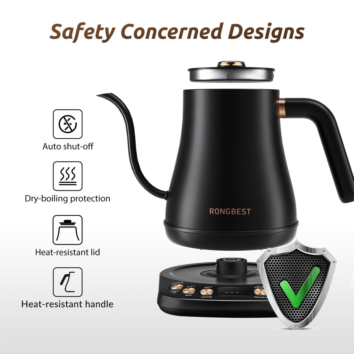 RONGBEST stainless steel inner and lid for durability and easy cleaning.