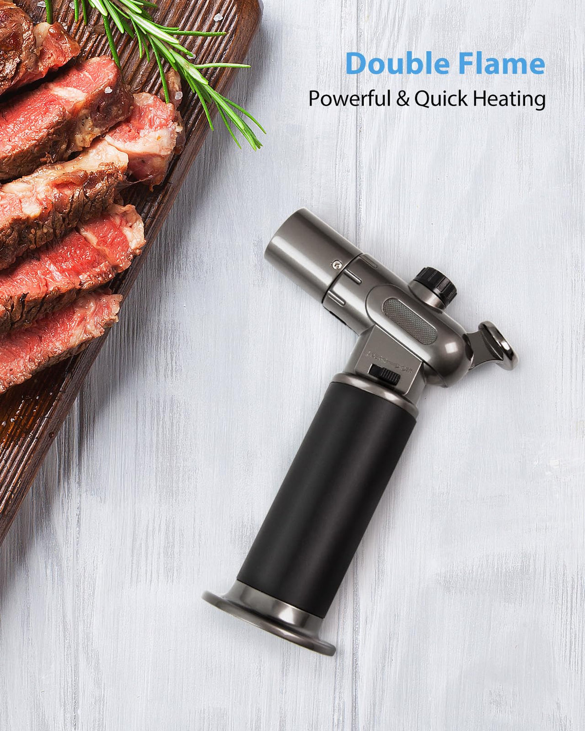 RONXS Torch Lighter safety lock for controlled culinary torching.