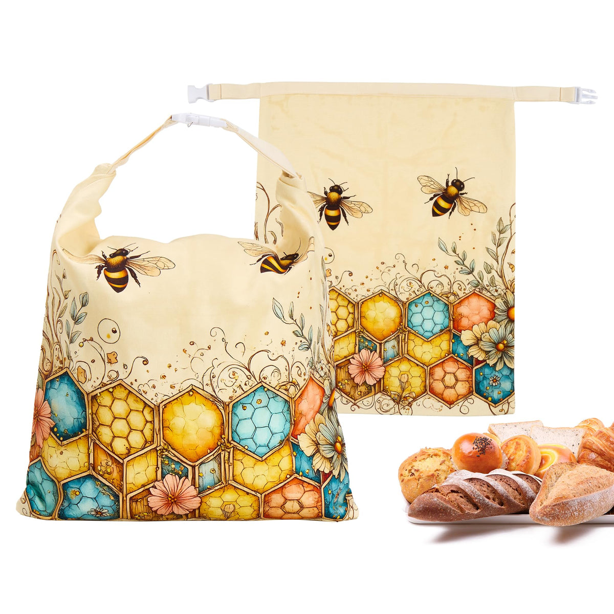 Ronxzas Beeswax Bread Bags closeup shows natural materials for freshness.
