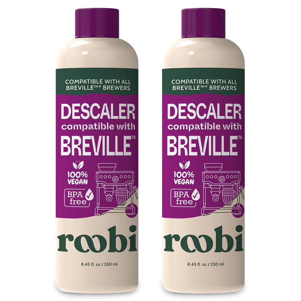 Roobi Breville descaling solution bottle front for easy at-home maintenance.