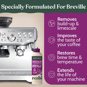 Close-up of Roobi label on bottle highlighting eco-friendly formula for safe maintenance.