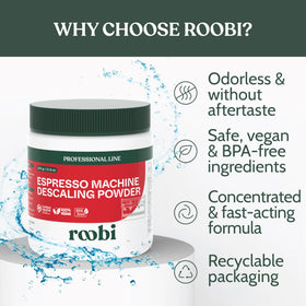 Roobi carbon-neutral packaging promotes sustainability in coffee care.