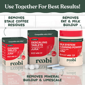 Roobi milk system being cleaned to prevent clogs