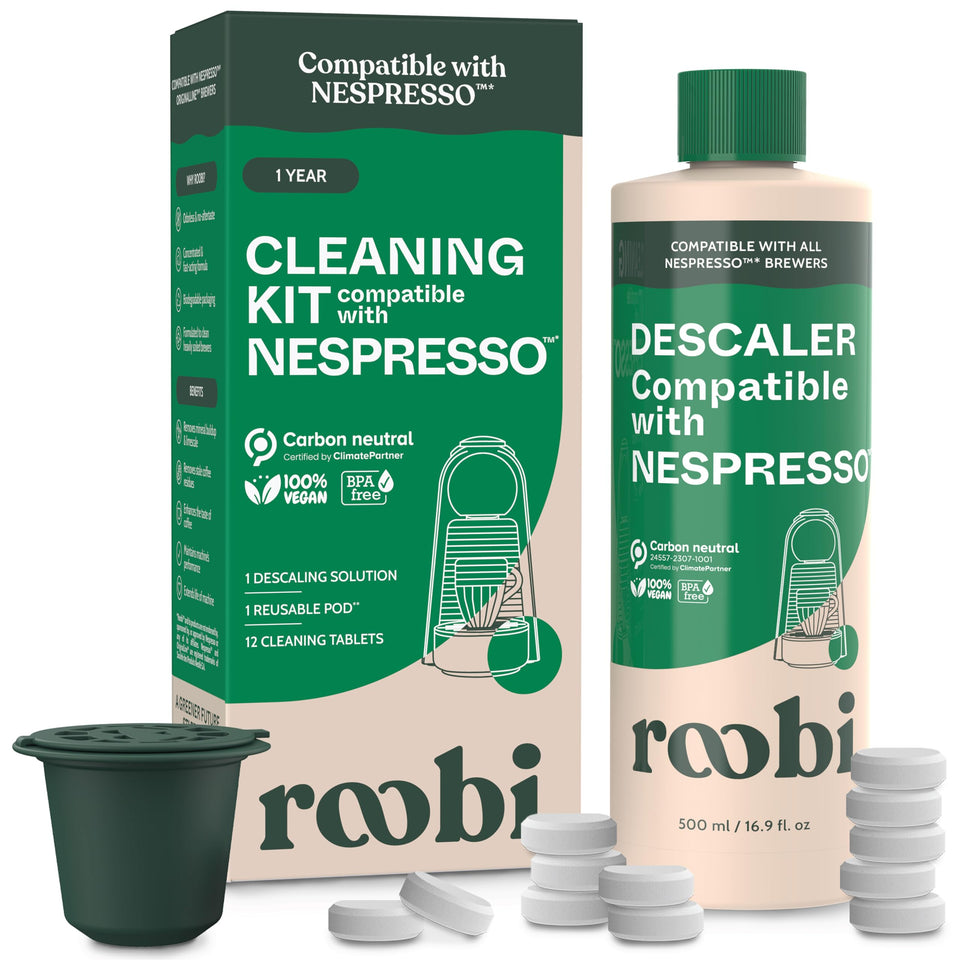 Roobi descaling solution bottle for Nespresso Originaline with clean, efficient performance