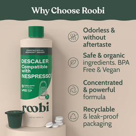 Roobi eco-friendly formula with plant-based citric acid for descaling