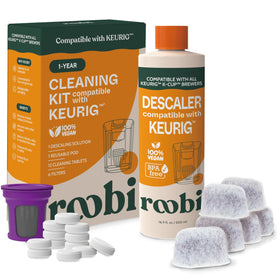 Roobi Keurig descaler bottle removes mineral build-up for a cleaner brew