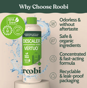 Roobi eco-friendly descaler keeps your machine clean without harsh chemicals.