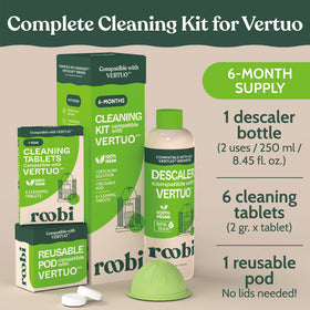 Roobi reusable pod enables eco-friendly, repeat-use cleaning sessions.