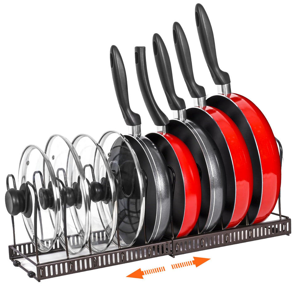 ROOHUA pot rack organizer with expandable design saves kitchen space.