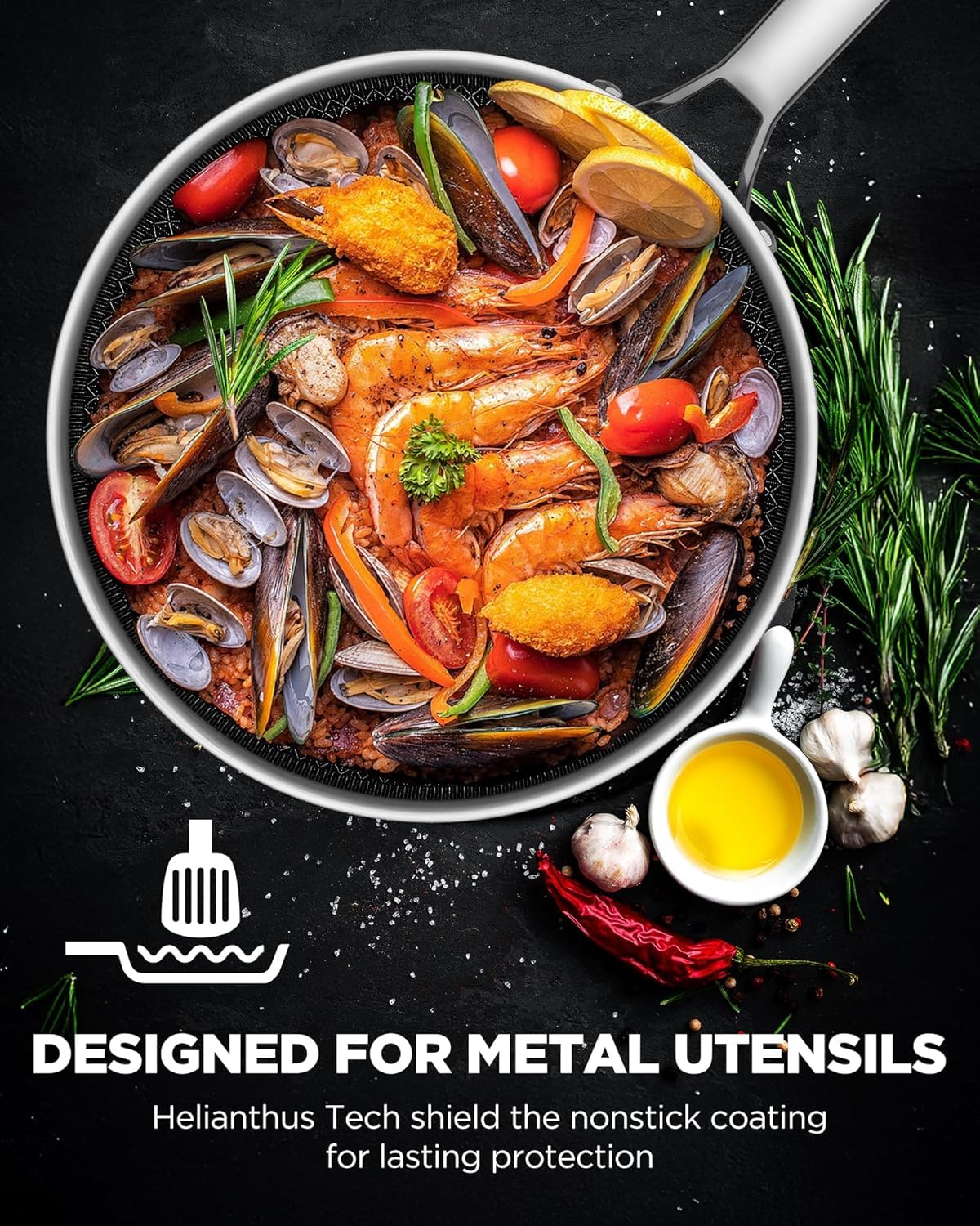 Roomena ceramic nonstick coating reduces sticking and cleanup effort