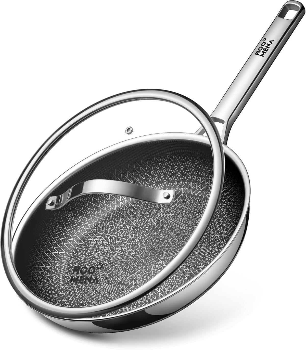 Roomena frying pan ceramic nonstick coating for effortless release and easy cleanup.