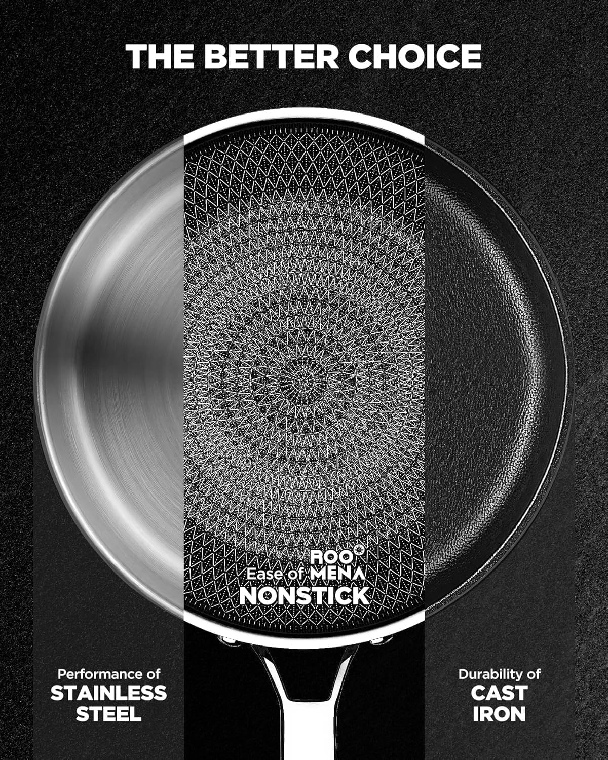 Roomena induction-ready 12-inch pan suitable for all cooktops.