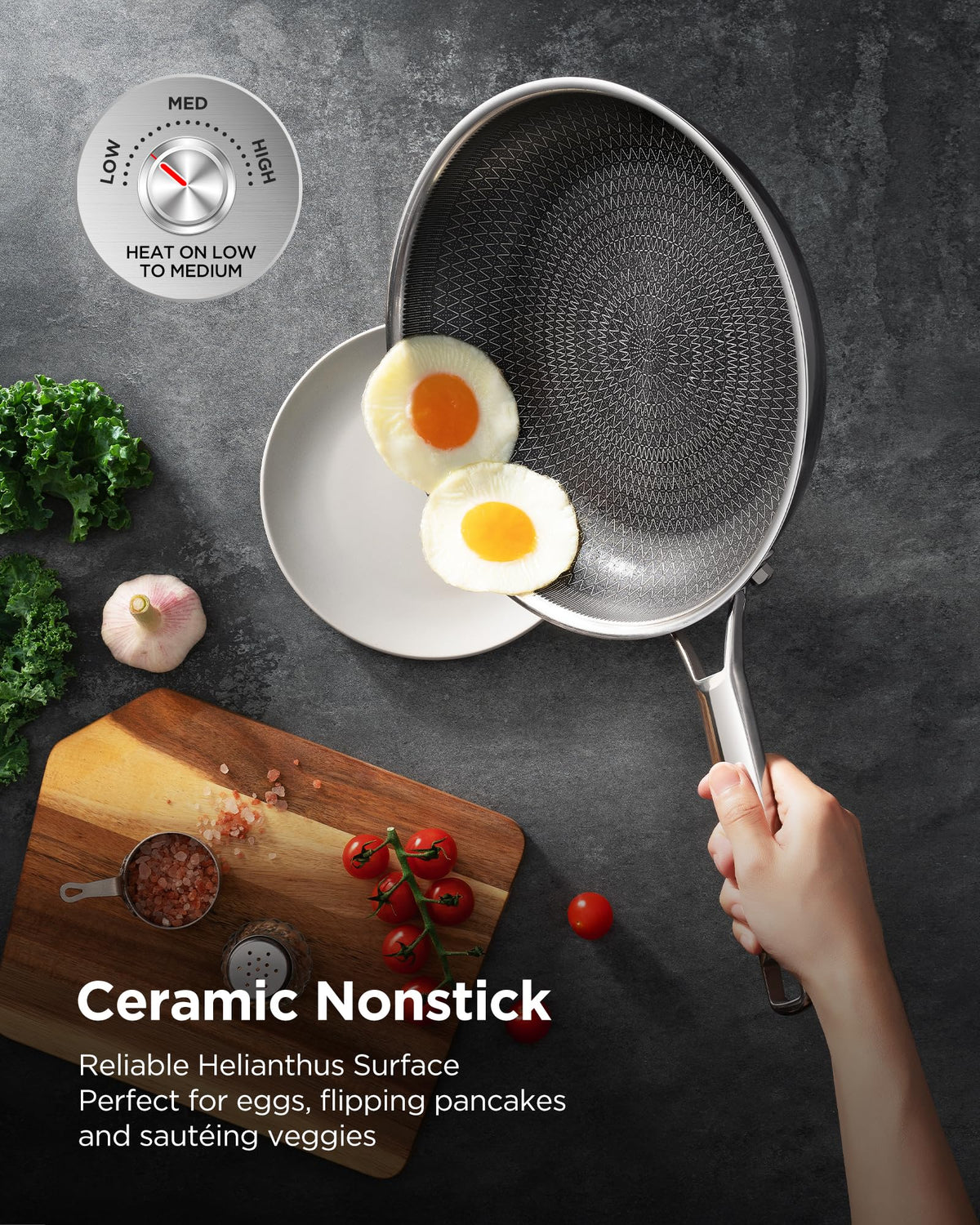Roomena wok pan dishwasher-safe coating enables quick cleanup after cooking
