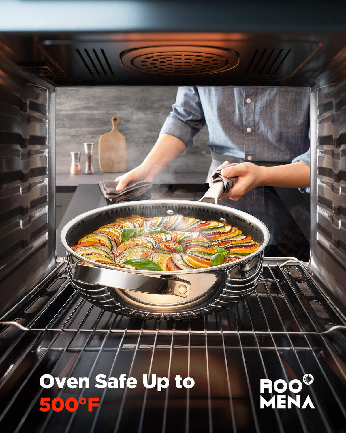 Roomena wok pan induction-ready base highlights universal stovetop compatibility
