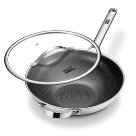 Roomena wok pan lid close-up showing ceramic nonstick surface for easy release
