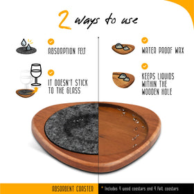 Roonin coasters featuring felt pad system to prevent sticking.